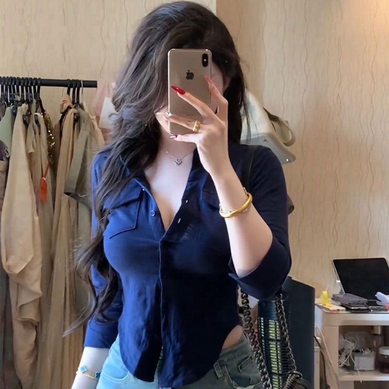 Pure Desire Hot Girl Style High-End Lapel Button Shirt Women's Summer New Slimming Design Niche Top