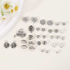 复古做旧古银色饰品配件手工diy文玩手链项链散珠子隔珠吊坠材料