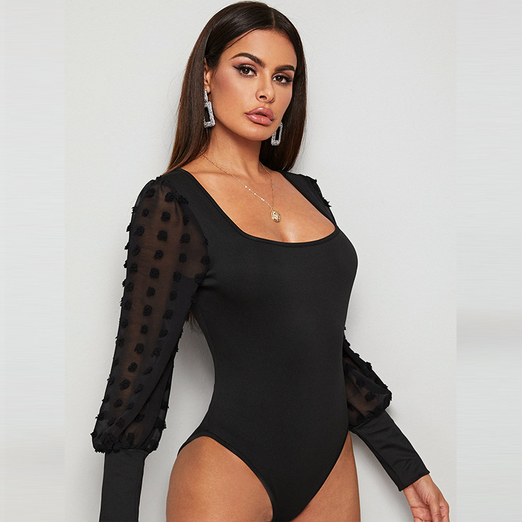 Polyester, Twilled Satin Fabric Type High Waist Waist Line Rompers Pants Type Wholesale Women's Vacation Simple Style Solid Color Long Sleeve Bodysuits