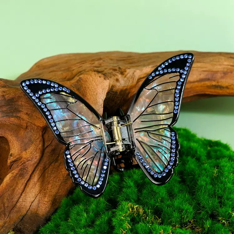 逸意饰品新款高级感原创拼接设计蝴蝶结抓夹欧美时尚醋酸抓夹批发