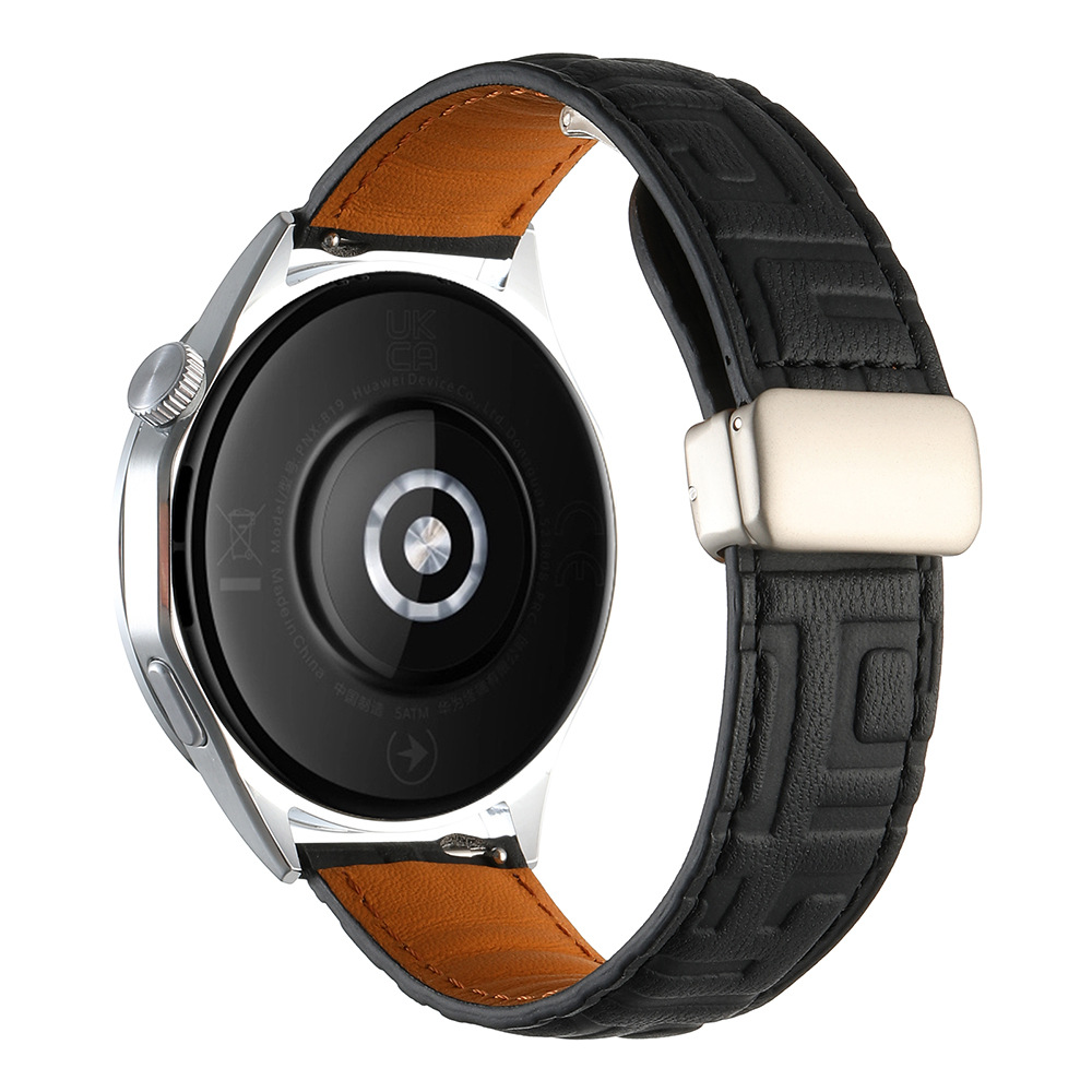 38g Weight Watch Strap Classification Pu Leather Material Solid Color Pattern Retro Style Retro Solid Color Watch Strap 4