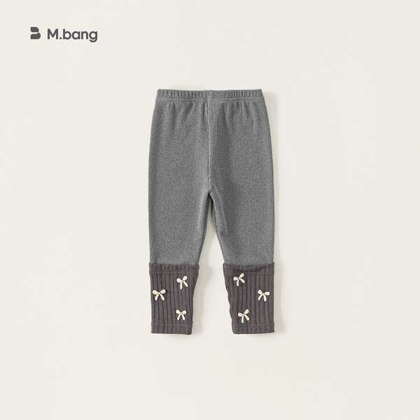 Bangxuan Children's Clothing Spring and Autumn Children's Pants Korean Style Bowknot Ruched Socks Girls' Long Pants Patchwork Girls' Leggings