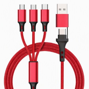 Pd to USB Data Cable Suitable for Apple Type-C and Android Phones, Two-To-Three Car Charging Cable, One-To-Three