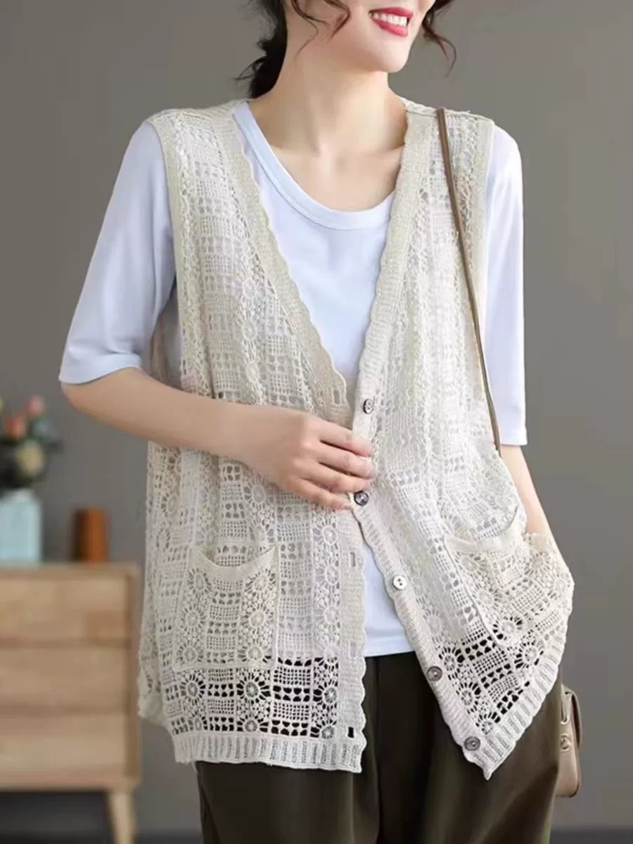 Кардиган, ретро-жилетка для отдыха, oversize