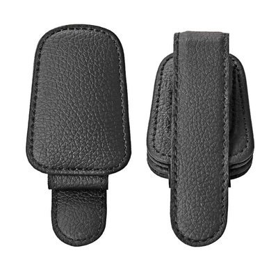 sunglasses bracket Creative Leather — Car Glasses Clip/Bill Clip - litchi-black