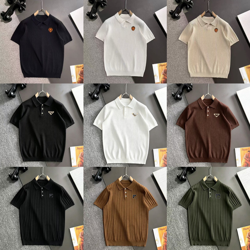 Cross-Border 26 Paris New European Style Italian-Inspired Knit Wool Sweater Versatile Seagull Collar Short-Sleeve Polo Shirt for Men Cross-Border 26 Paris New European Style Italian-Inspired Knit Wool Sweater Versatile Seagull Collar Short-Sleeve Polo Shirt for Men