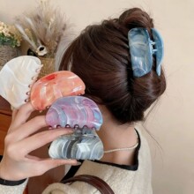 浪漫温柔椭圆形晕染简约时尚发抓绝美个性设计小清新可爱鲨鱼夹女