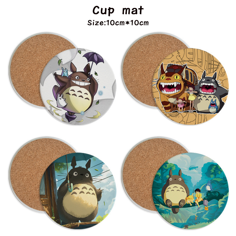 Hayao Miyazaki Totoro Surrounding Cup Mat Ceramic Absorbent Cup Mat Gift Cup Mat Anime Cup Mat Round Non-Slip Mat