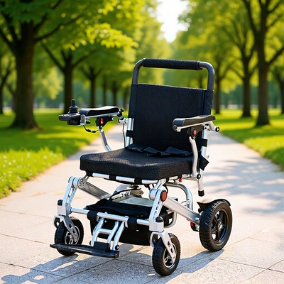 Cross-Border Ultra-Light Electric Wheelchair That Can Be Used on Airplanes and Subways, Aluminum Alloy Wheelchair, Foldable Smart Scooter for the Elderly