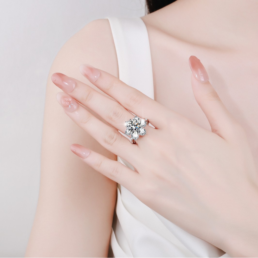 Moissanite anillo 1/3/5 quilate pulsera de lujo estrella chica fábrica al por mayor vivo 925 plata esterlina anillo femenino