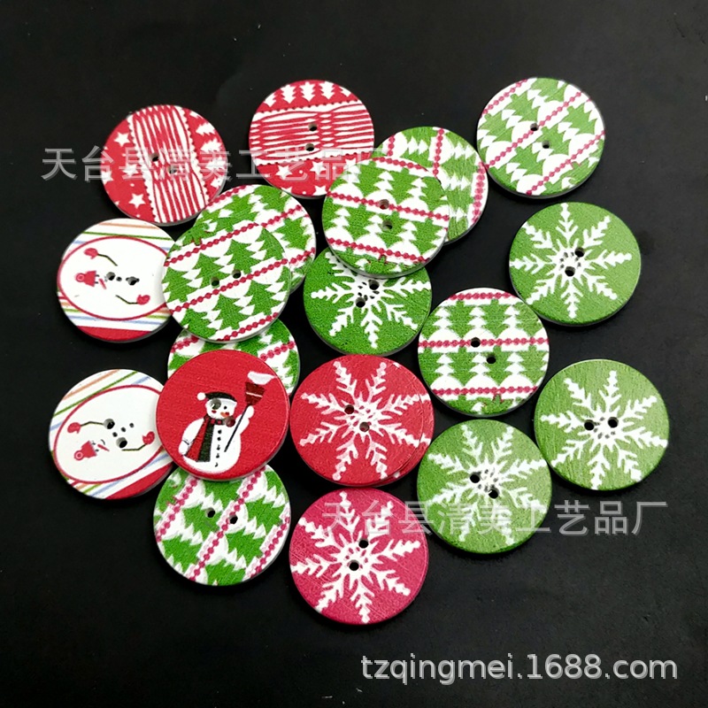 1.5/2/2.5cm Botones redondos impresos de Navidad con fondo blanco 100 piezas de botones de madera impresos con fondo blanco