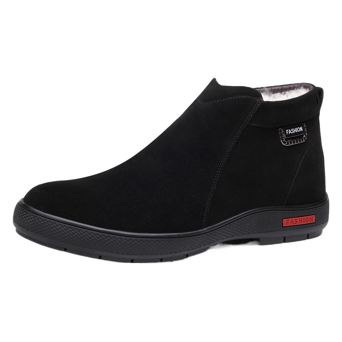 Zapatos de invierno para hombre de cuero de gamuza y lana, con forro grueso y de lana, cálidos, cómodos, antideslizantes y resistentes al desgaste para papá, tallas 45, 46, 47.