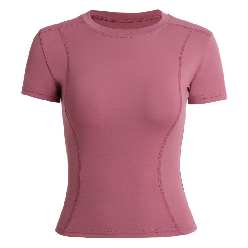 2026 Spring New Professional Yoga Fitness Sportswear Women's Round Neck Top Slimming Short Sleeve Manufacturer Wholesale