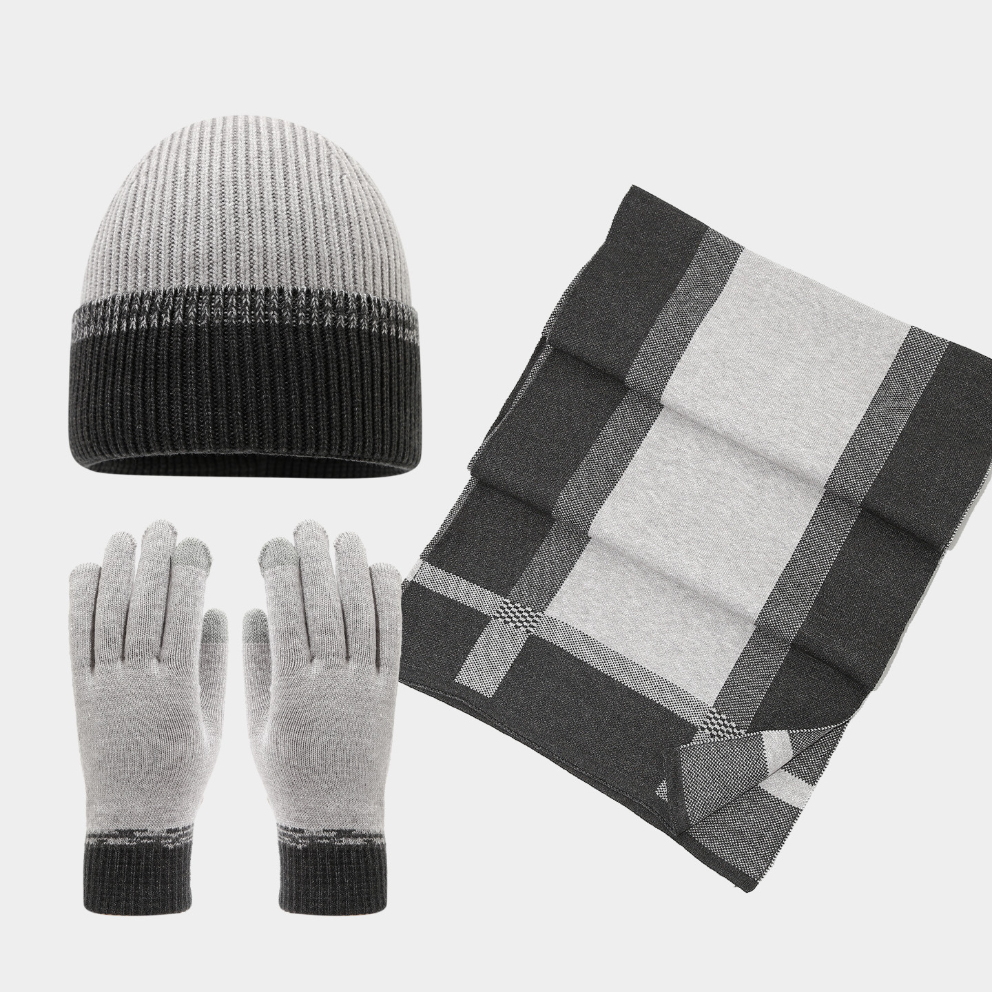 Sombrero bufandas guantes de tres piezas de alta sensación de hombre y mujer para engrosar el nuevo otoño y invierno de costura de moda de abrigo image 7