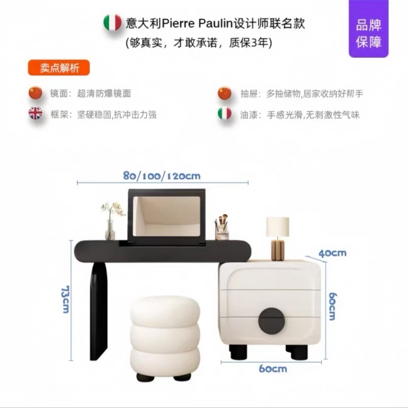 Nuevo estilo princesa china pintura de madera maciza tocador de explosión dormitorio de una pieza estilo retro pequeño apartamento plegable mesa de maquillaje