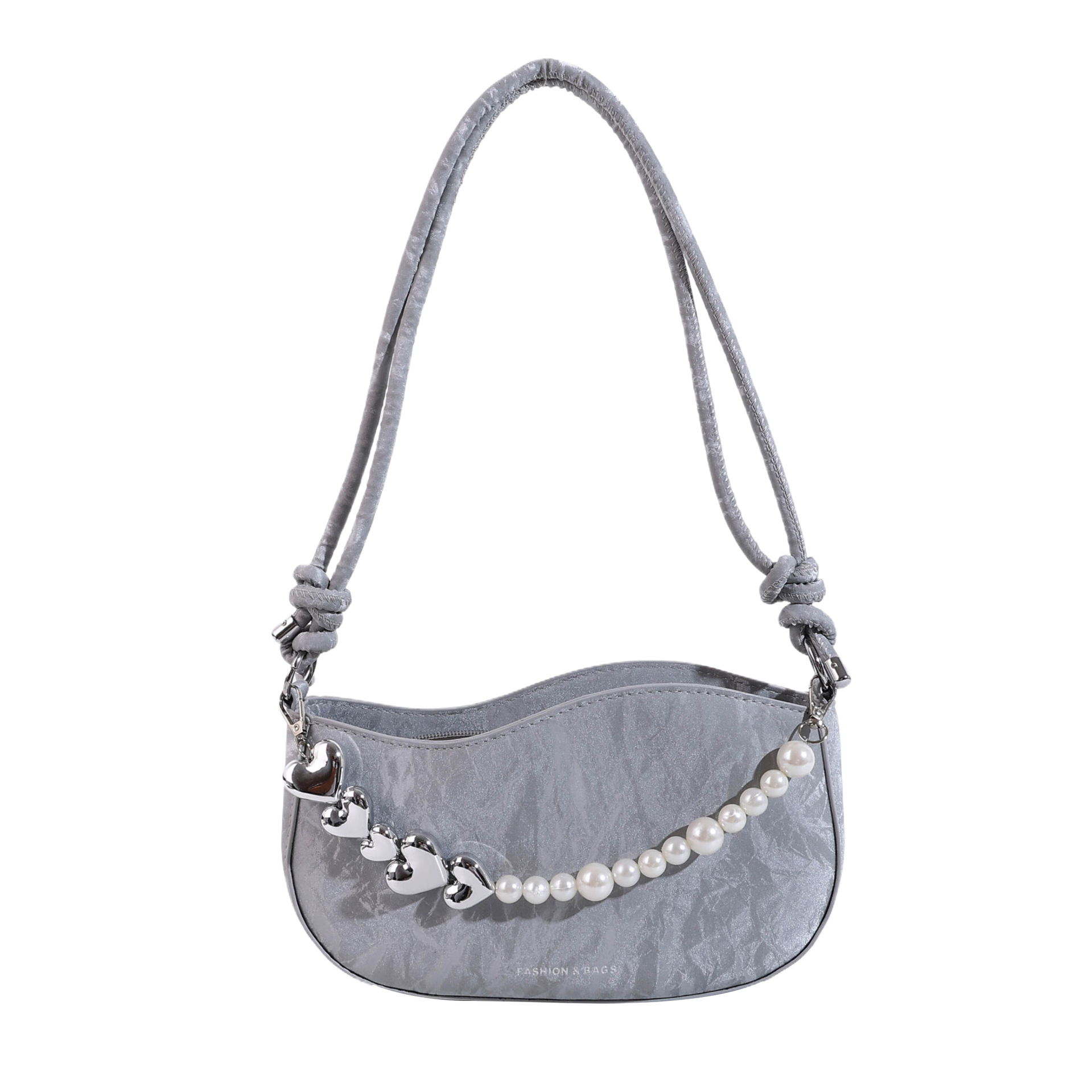 Textura de celebridades de Internet, bolso pequeño de estilo occidental para mujer 2024 verano nuevo bolso de hombro de perlas, bolso de axila de mensajero de moda de todo fósforo