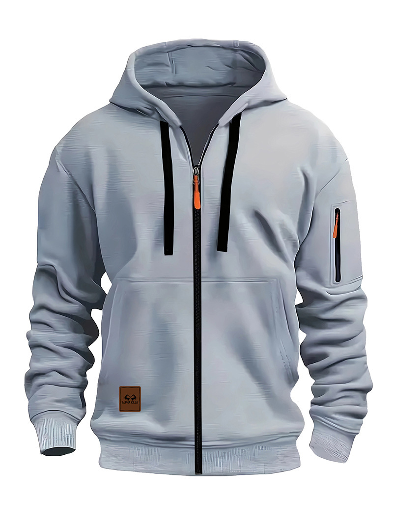 2024 Cross-Border Spring & Fall Men's Sweatshirt Hoodie Zipper Flap Pocket Pants Cardigan Sports Casual Sweatshirt