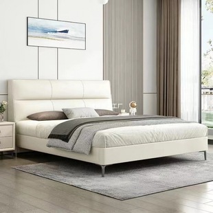 Xiaohongshu Light Luxury Cream Cat Scratcher Master Bedroom King Bed 15 Modern Master Bedroom Double Bed 18 Leather Art Bed Rental Room
