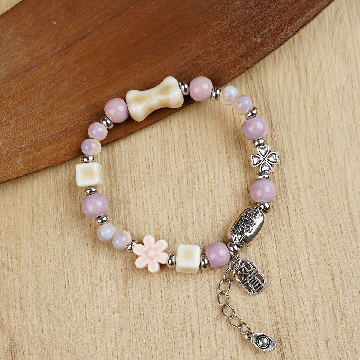 Jingdezhen pulsera de cerámica de verano mujer alta sensación galletas serie de gatos nicho diseño universal pulsera alta sensación