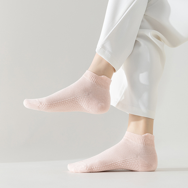 Calcetines de algodón de color sólido, calcetines de barco de malla de verano, calcetines de algodón de paquete independiente, calcetines cortos