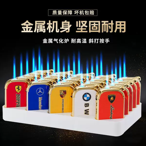 New High-End Metal Blue Windproof Lighter for Home Use, 50 Wholesale Units, Thickened, Refillable