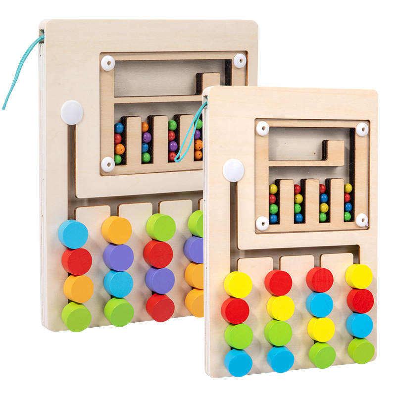 Cuatro colores y cinco colores de madera juegos de entrenamiento de pensamiento infantil iluminación mano-ojo coordinación de la educación temprana juguetes de puzzle