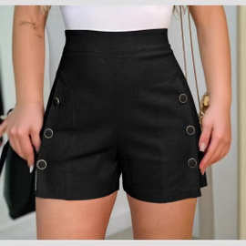 2025爆款女士经典黑色短裤A 字版型超显瘦低腰设计凸显性感精致剪