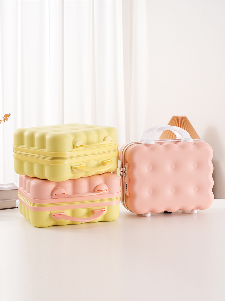 Caja de 14 pulgadas, caja de manicuras, caja de dibujos animados, maleta de almacenamiento, caja de tracción, macarón de gran capacidad, portátil