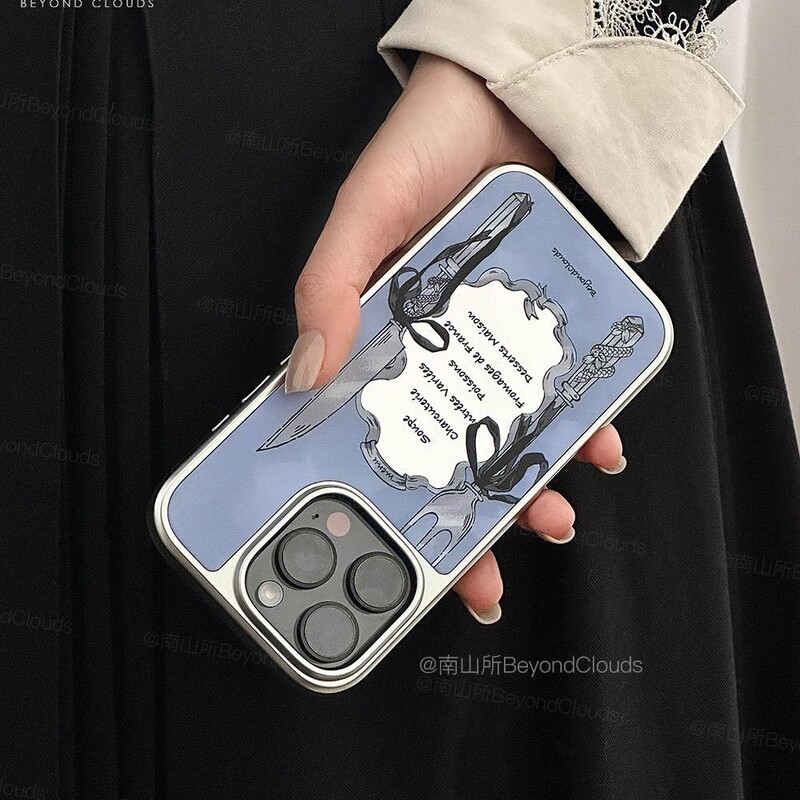 Nanshan Miu Series Original French-Style Bow-Knot Haze Blue Full-Cover iPhone 16 Pro Max Phone Case Nanshan Miu Series Original French-Style Bow-Knot Haze Blue Full-Cover iPhone 16 Pro Max Phone Case