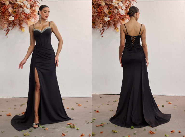 Comercio exterior Amazon vestido de estilo de mujer de alta gama estilo estilo caliente industria pesada con cuentas y diamantes elegante vestido de noche de nicho image 9