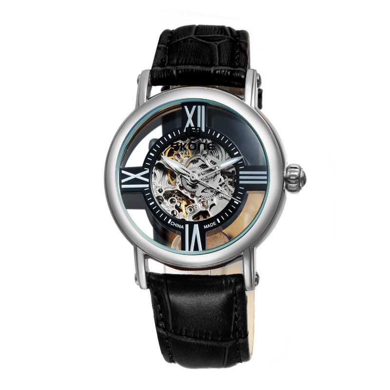 Skone Fully-Automatic Mechanical Watch Women's Watch Luminous Cutout Waterproof Trendy Fashion Simple Ladies Mechanical Watch