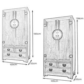 FY5E批发香樟木实木衣柜防虫蛀挂衣柜两门立柜整装衣橱仿古