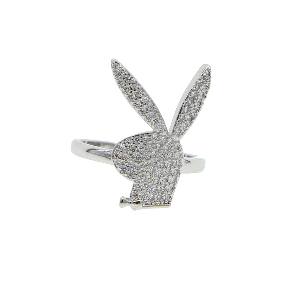 Fashion Rabbit Copper Plating Zircon Open Ring 1 Piece