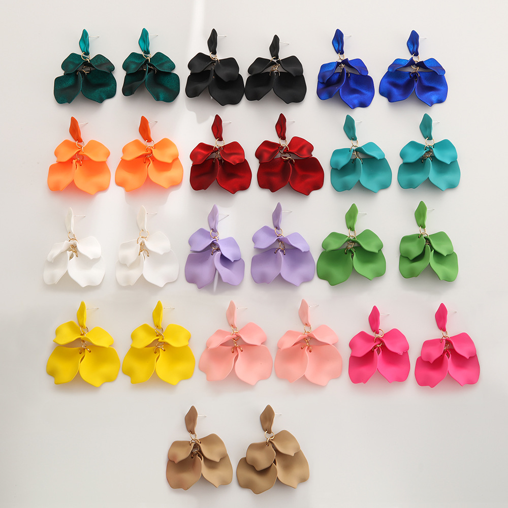 Explosive Bohemian Style Petal Tassel Acrylic Earrings Pleated Candy Color Fashion Earrings Ear Jewelry