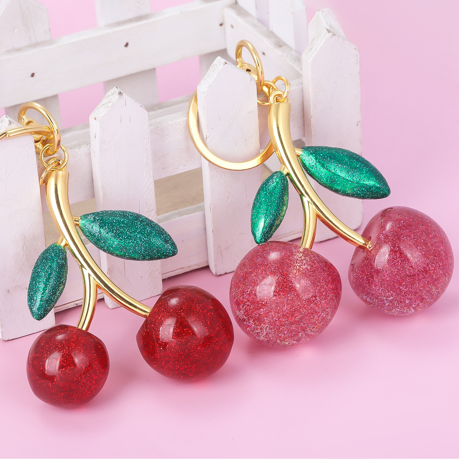 Women's Gender Cute Cherry Resin Women's Bag Pendant Keychain