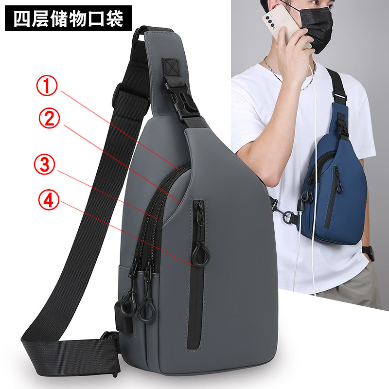 Nuevo bolso de pecho deportivo portátil transfronterizo de moda para hombres, bolso de cuatro capas de almacenamiento, bolso de hombro simple de negocios