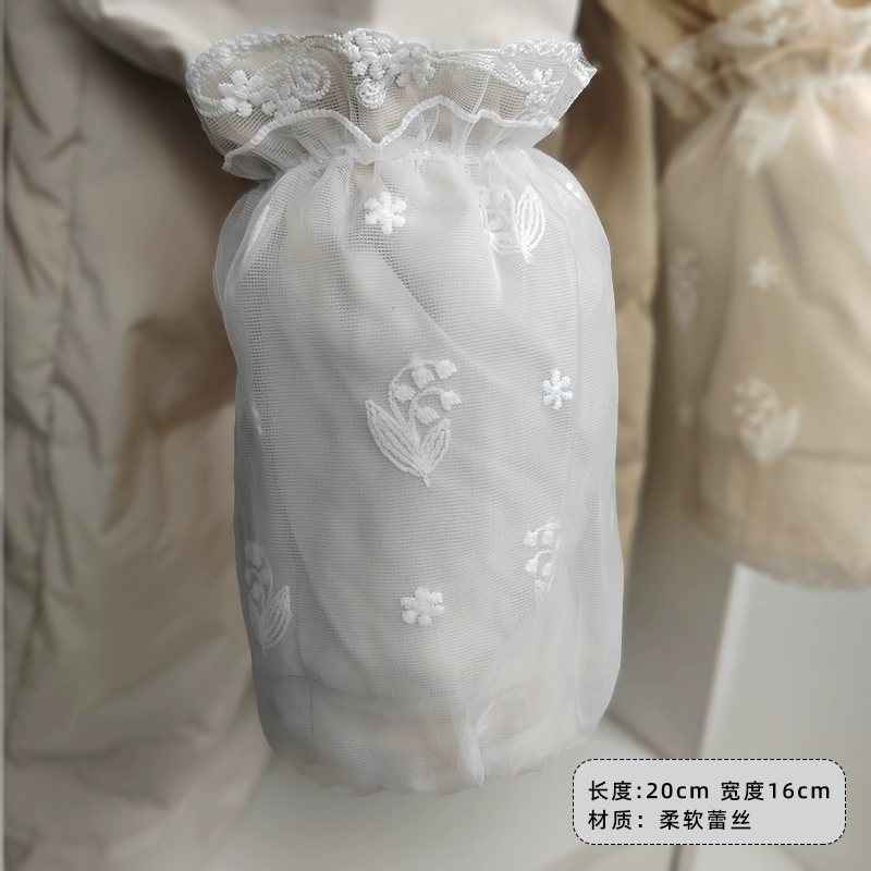 Lace demi-season sleeves, white down jacket, anti-dirty