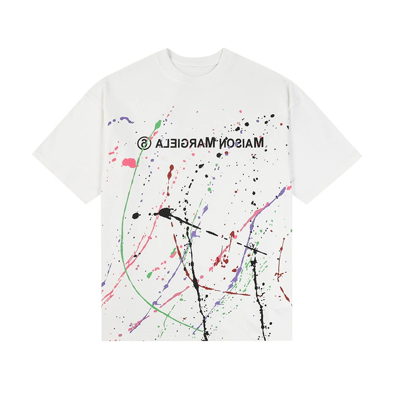 Maison Margiela 24SS коллекция MM6 цифровой узор круглый вырез мужской и женский модный бренд укороченный рукав футболка серия
