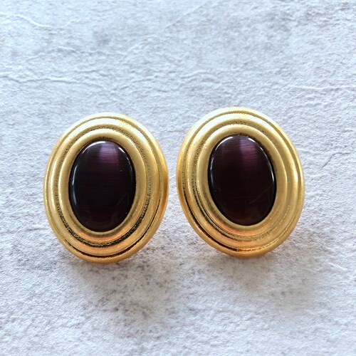 Overseas goods French romantic silver needle earrings electroplated real gold stone gemstone enamel glaze second-hand earrings earrings