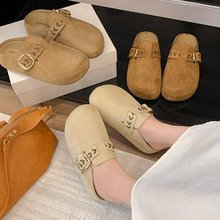 厚底勃肯鞋女外穿2026秋季新款一脚蹬包头半拖单鞋丑萌复古博肯鞋