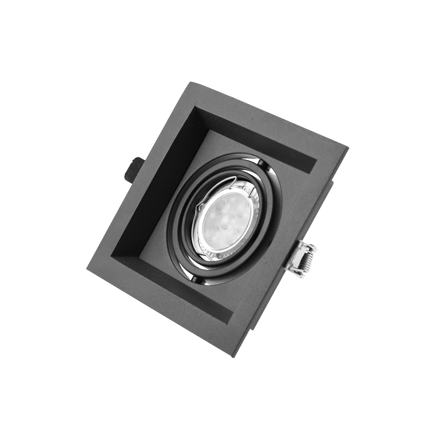 Lámpara de rejilla de una sola cabeza Tarjeta de marco exterior GU10 MR16 lámpara de cubo de la taza soporte blanco y negro proyector LED Kit de concha