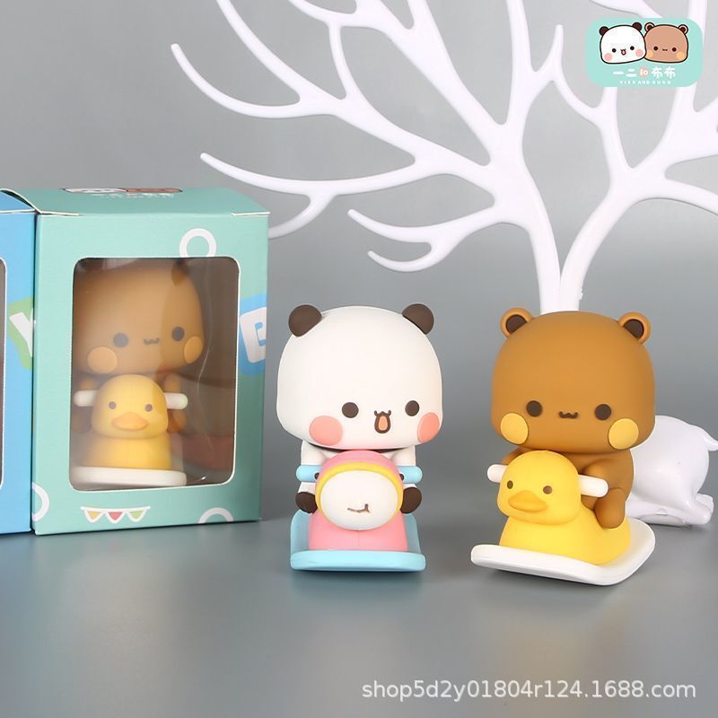 パンダ 1 と 2 と Bubu デスクトップ人形フィギュア車の装飾品漫画かわいいアニメーション装飾品トレンディなおもちゃ人形|undefined