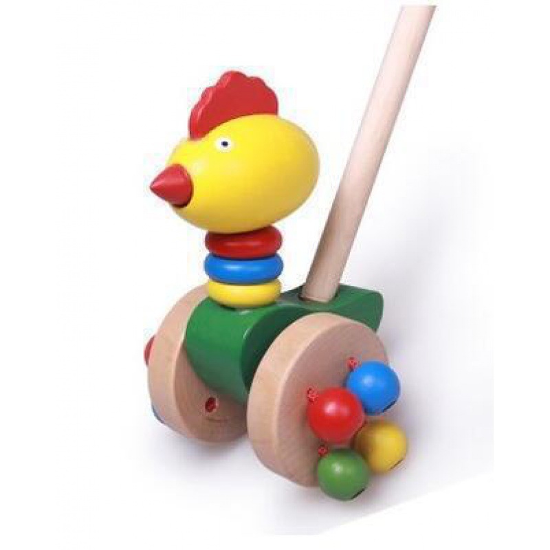 Directo de fábrica de dibujos animados animal niños carro juguete bebé de madera 0-1-3 años de edad bebé Andador de madera