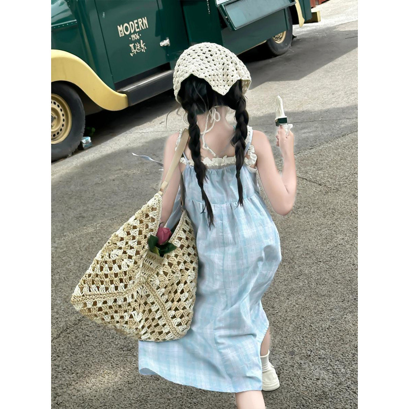 Girls dress Children's Seaside Holiday Beach Dress New Summer Stylish Dress Girls Cotton Dress Fashion