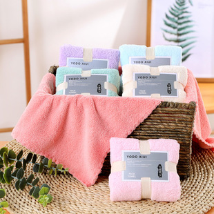 Coral Velvet Bath Towel Two-Piece Set Thickeneded and Long Absorbent Household Bath Towel Gift Set Souvenir Gift