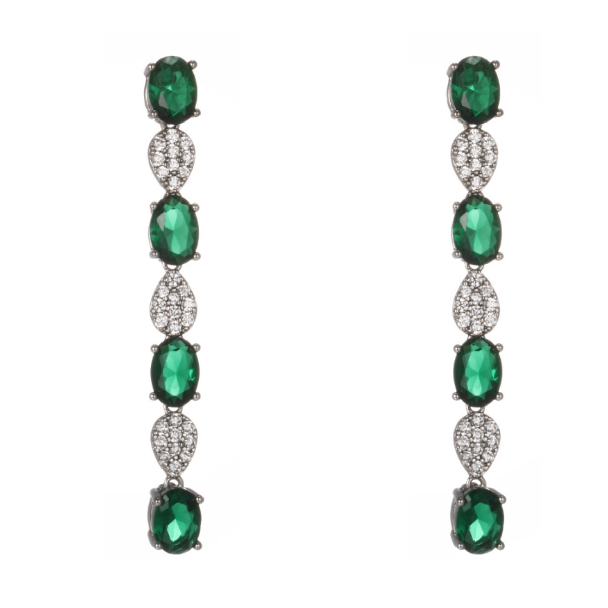 Xuping imitación de aretes de color esmeralda retro verano sensación de diseño ligero de lujo nicho bordado pendientes largos orejetos para mujeres
