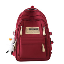 春夏季简约旅行双肩背包电脑背包休闲纯色超轻初高中生大容量书包