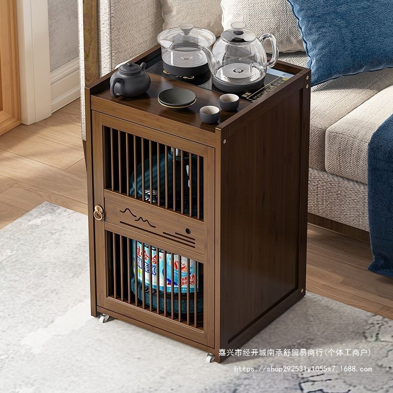 Integrated Coffee Table, Office Tea Side Cabinet, Home Mobile Tea Table, Single Door Tea Cabinet, Water Boiling Teapot Embedded