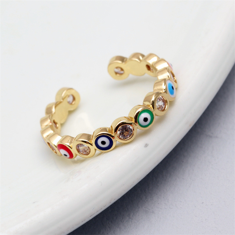 Fashion Heart Shape Eye Copper Open Ring Inlay Zircon Copper Rings