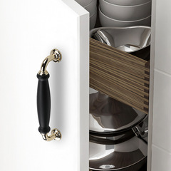 European-style black and gold handle cabinet, wardrobe door, shoe cabinet, round small handle drawer, minimalist solid handle